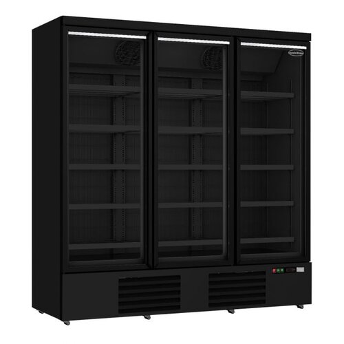  Combisteel Vrieskast 3 Glasdeuren | 1450 Liter | RVS | Zwarte binnen- en buitenkant 