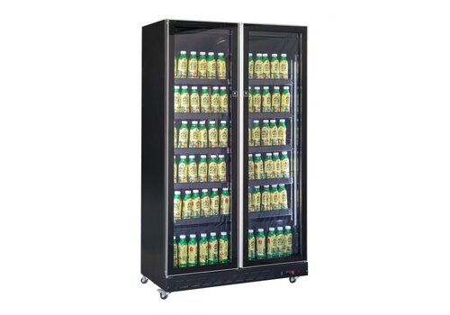  Combisteel Refrigerator | 2 Glass Doors | 198(h)x60x125cm | Black 