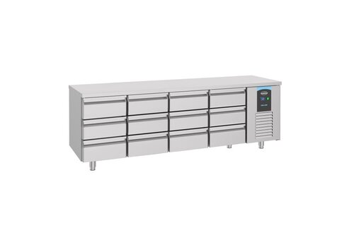  HorecaTraders Gekühlte Werkbank | 12 Schubladen | Edelstahl | -2/+8°C | 233x70x85 | B-Label 