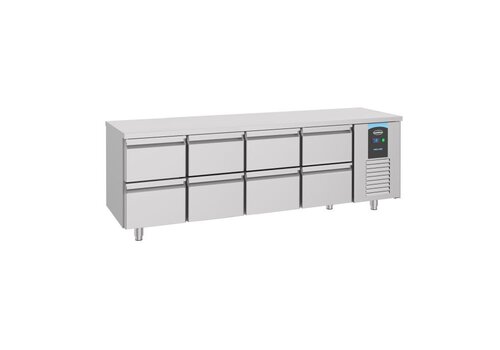  Combisteel Établi réfrigéré | 8 Chargements | Inox | -2/+8 °C | 233 x 700 x 850 cm | Étiquette A 