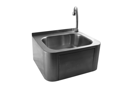  HorecaTraders Stainless Steel Wall-Mounted Washbasin 400x320x225 mm – Compact Stainless Steel Hand Washbasin 