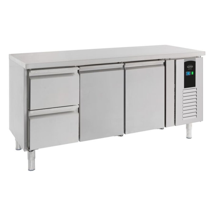 koelwerkbank | 2 deuren 2 laden | 1360x700x860 | +2/+8°C | RVS | B label