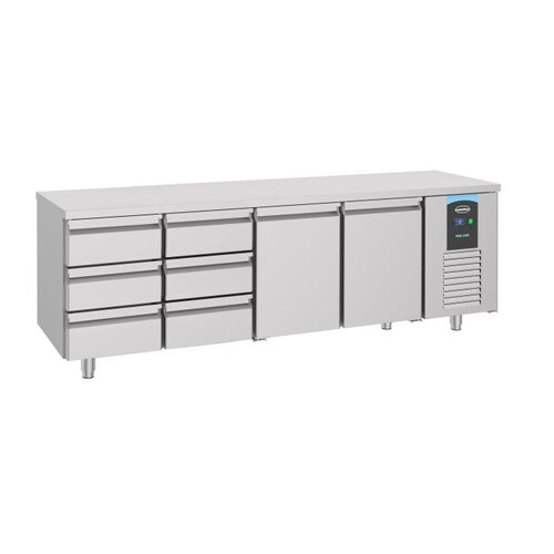  Combisteel Établi réfrigéré | 2 portes et 6 tiroirs | 233 x 70 x 85 | Inox | +2/+8 °C | Étiquette A 