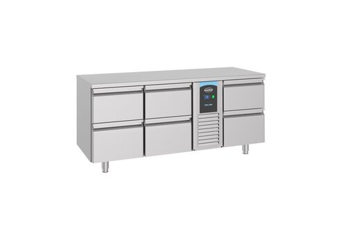  HorecaTraders Gekühlte Werkbank | 6 Schubladen | 178,5x70x85 | Ein Etikett 