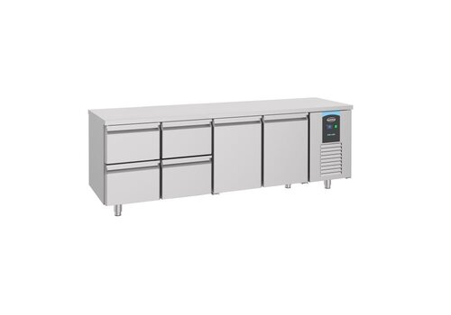  Combisteel Gekühlte Werkbank | 2 Türen | 4 Schubladen | 233x70x85 | Ein Etikett 