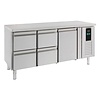 HorecaTraders Table de travail réfrigérée Horeca 700, 1 porte, 4 tiroirs, Energy | B LABEL | 179 x 70 x 86 cm
