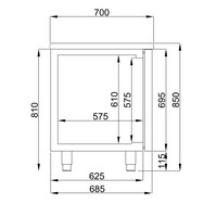 Établi réfrigéré | 2 portes et 4 tiroirs | 227 x 70 x 85 | Inox | -2/+8 °C | étiquette A