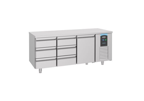  HorecaTraders Refrigerated workbench | 6 drawers | 1 door | 233x70x85 cm | A-label 