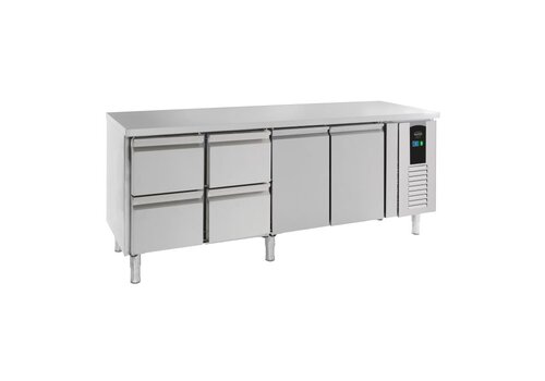  HorecaTraders 700 refrigerated workbench | B label | 4 drawers | 2 doors | 223x70x86 cm 