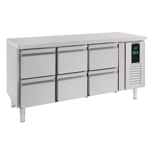  HorecaTraders Gastronomie Kühlwerkbank 700 | 6 Schubladen | B-Label | 179x70x86 cm 