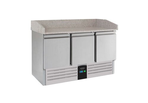  HorecaTraders Pizzawerkbank | 3 deurs | Verdamper | A Label | 140x70x102 cm 