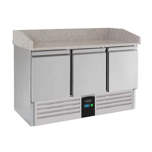  HorecaTraders Pizza workbench | 3 doors | Evaporator | A-label | 140x70x102 cm 