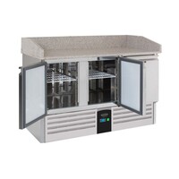 Plan de travail pour pizza | 3 portes | Évaporateur | Étiquette A | 140 x 70 x 102 cm