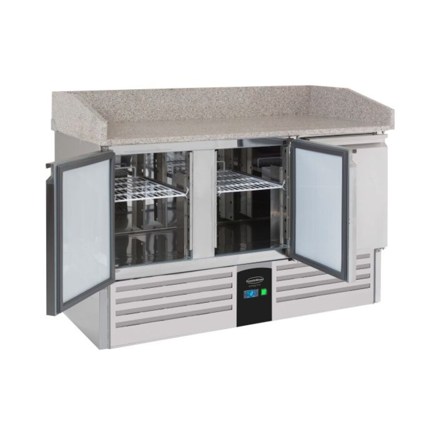 Pizza-Werkbank | 3 Türen | Verdampfer | A-Label | 140x70x102 cm