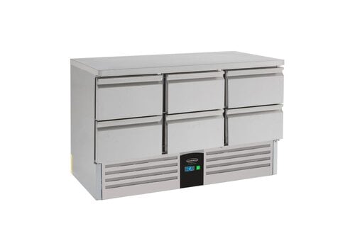  HorecaTraders Koelwerkbank | 6 Laden | 137x70x87 | Verdamper | B label 