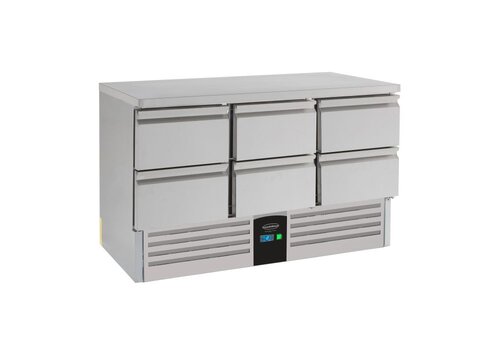  HorecaTraders Refrigerated workbench | 6 Drawers | 137x70x87 | Evaporator | B label 