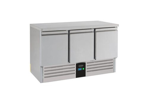  HorecaTraders Refrigerated workbench | 3 doors | A Label | 137x70x85cm 