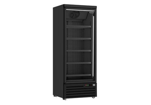  HorecaTraders Vrieskast 1 glasdeur zwart | Geforceerd | -18/-22°C | 75x71x199cm 