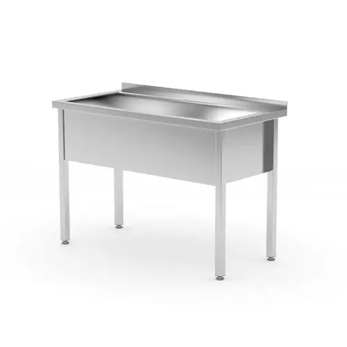  HorecaTraders Single sink table - welded | stainless steel | Height adjustable 