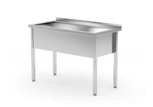  HorecaTraders Tafel met enkele spoelbak - gelast | RVS| Hoogte verstelbaar 