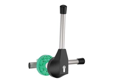 HorecaTraders Serrure monopoint 140 mm | Inox/Noir-Vert | 3 clés | Réversible 