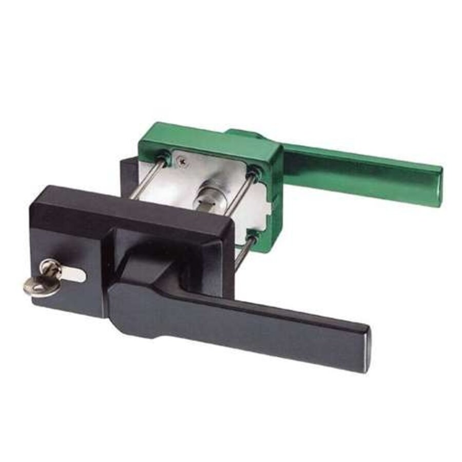 Serrure monopoint | 120 mm | 3 clés | Ouverture intérieure | Noir/Vert | Réversible