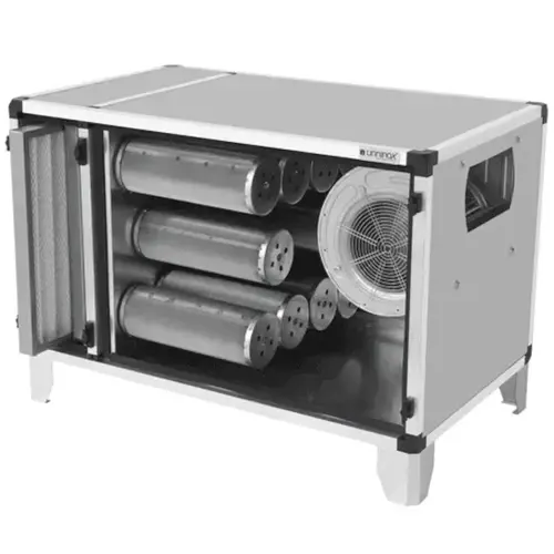  HorecaTraders Armoire de filtration anti-odeurs | 7,0 A | 5 000 m³/h | 0,75 kW | 18 filtres à charbon + 2 filtres à cassette | 1 500 x 790 x 790 mm (h) 