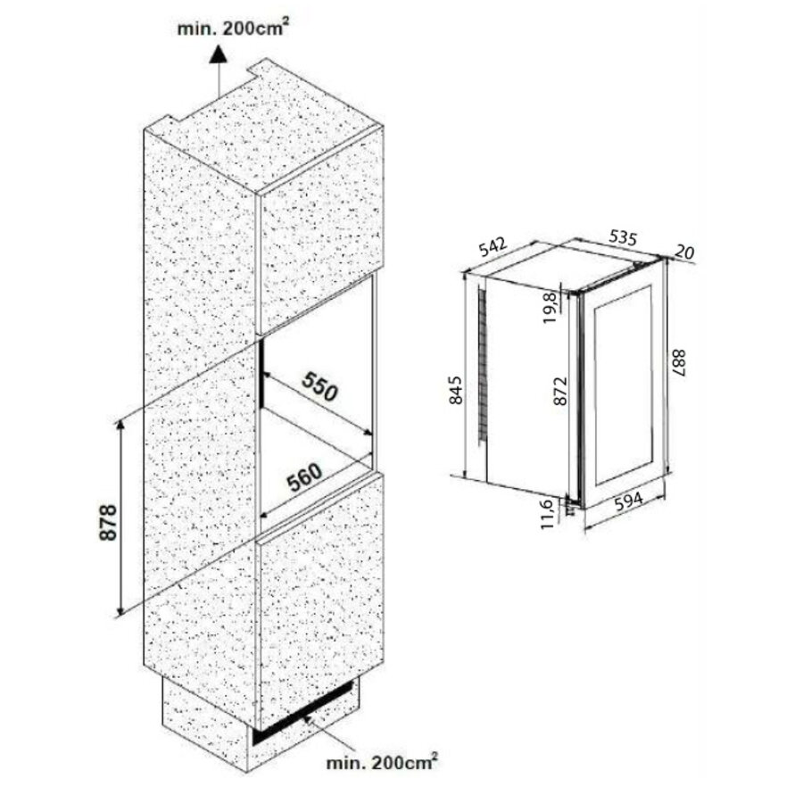 Wijnkoelkast | Zwart| 2 Temperatuurzones