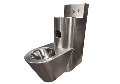  HorecaTraders Stainless steel toilet and washbasin combination 