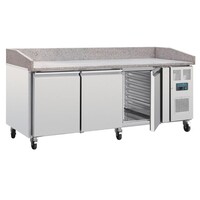 U-Serie 3-türiger Vorbereitungskühlschrank 634 l Edelstahl Granit-Arbeitsplatte
