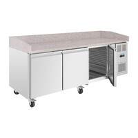 U-Serie 3-türiger Vorbereitungskühlschrank 634 l Edelstahl Granit-Arbeitsplatte