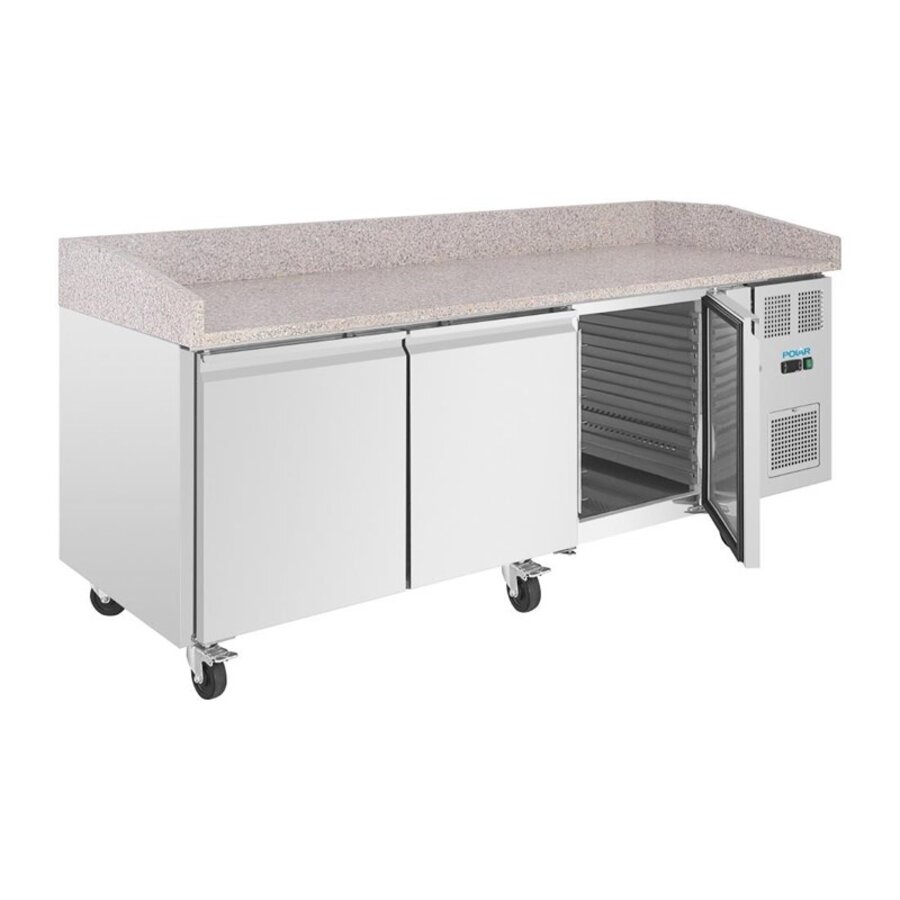 U-Serie 3-türiger Vorbereitungskühlschrank 634 l Edelstahl Granit-Arbeitsplatte