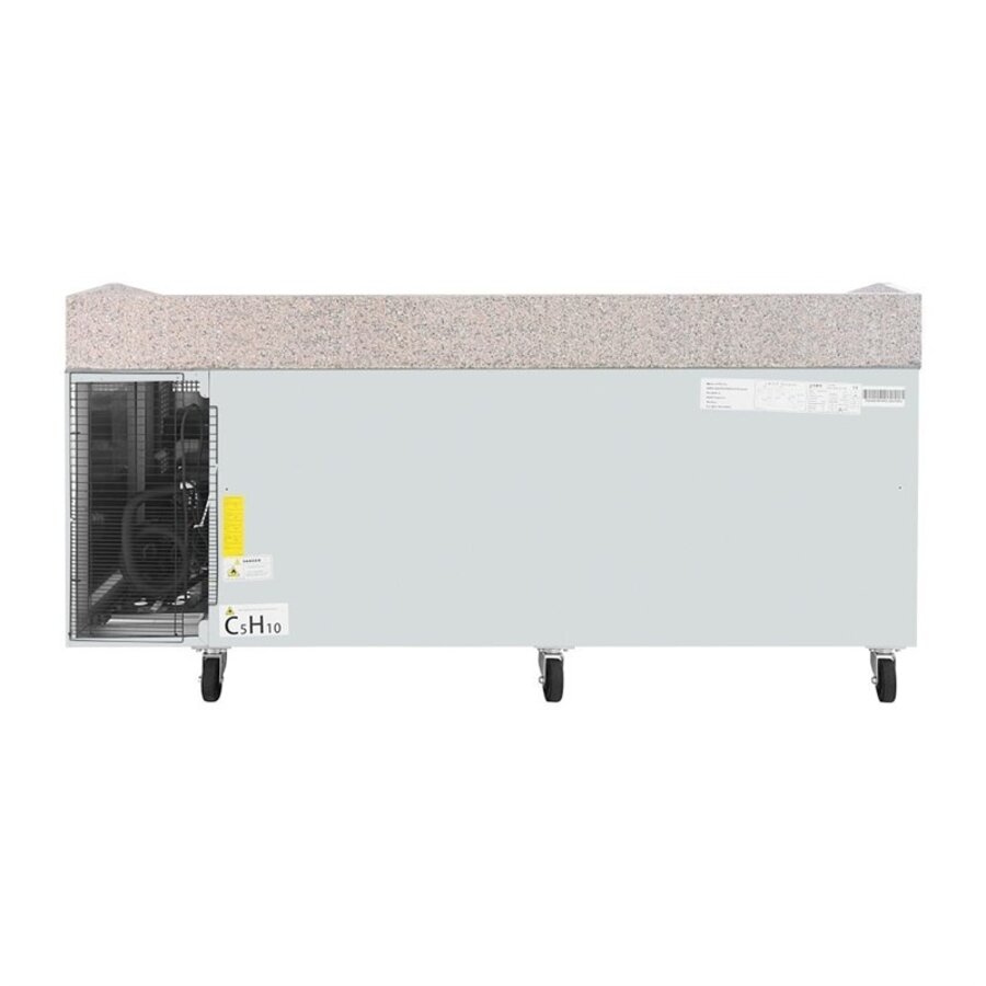 U-Serie 3-türiger Vorbereitungskühlschrank 634 l Edelstahl Granit-Arbeitsplatte