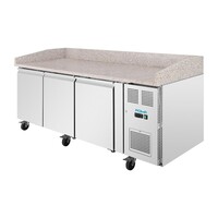 U-Serie 3-türiger Vorbereitungskühlschrank 634 l Edelstahl Granit-Arbeitsplatte