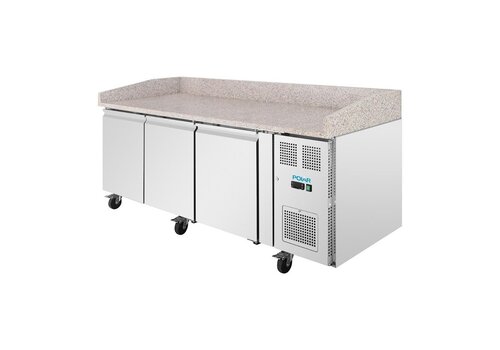  Polar U-Serie 3-türiger Vorbereitungskühlschrank 634 l Edelstahl Granit-Arbeitsplatte 