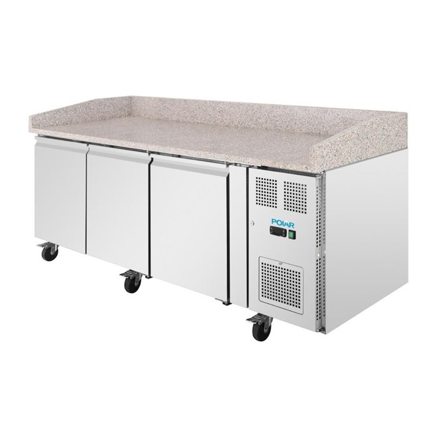 U-Serie 3-türiger Vorbereitungskühlschrank 634 l Edelstahl Granit-Arbeitsplatte