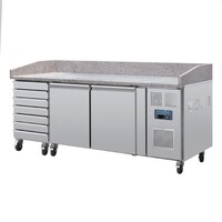 U-Serie 2-türiger Vorbereitungskühlschrank 428 l Edelstahl Granit-Arbeitsplatte