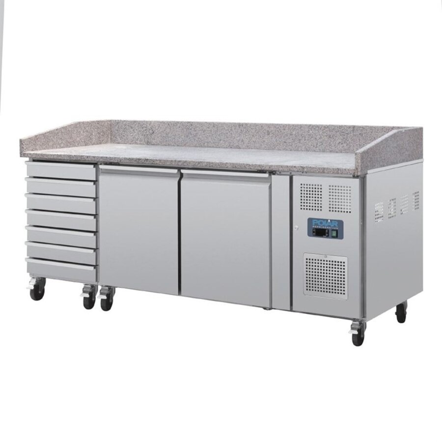 U-Series 2-Door Prep Refrigerator 428L Stainless Steel Granite Countertop