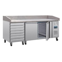 U-Serie 2-türiger Vorbereitungskühlschrank 428 l Edelstahl Granit-Arbeitsplatte