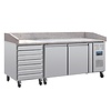 Polar U-Serie 2-türiger Vorbereitungskühlschrank 428 l Edelstahl Granit-Arbeitsplatte
