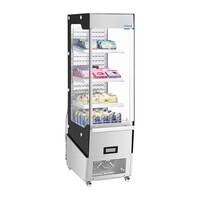 Slimline Multideck Display Refrigerator with Door | Stainless Steel/Glass | 220L | 179x51x84cm