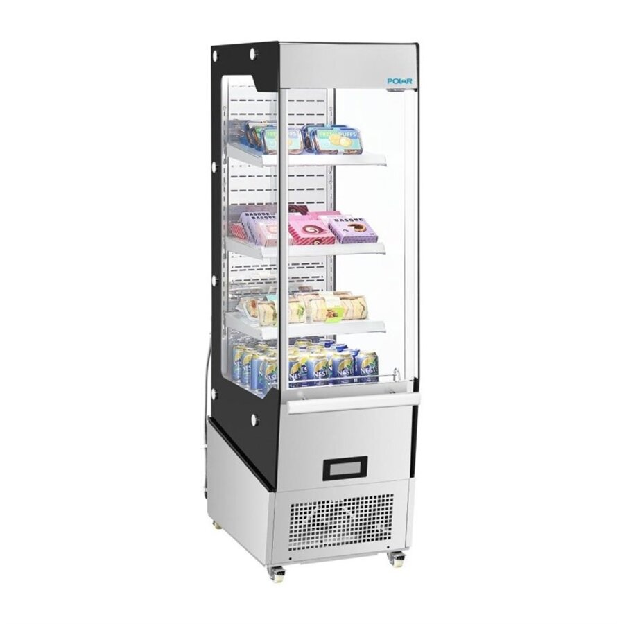 Slimline Multideck Display Refrigerator with Door | Stainless Steel/Glass | 220L | 179x51x84cm