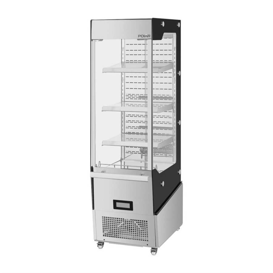 Slimline Multideck Displaykoelkast met Deur | RVS/Glas | 220L  | 179x51x84cm