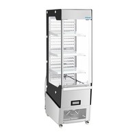 Réfrigérateur vitrine multi-niveaux extra-plat avec porte | Inox/Verre | 220 L | 179 x 51 x 84 cm