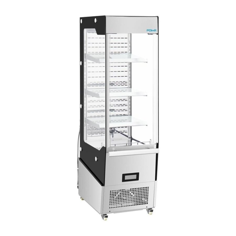 Réfrigérateur vitrine multi-niveaux extra-plat avec porte | Inox/Verre | 220 L | 179 x 51 x 84 cm