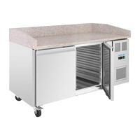 U-Serie 2-türiger Vorbereitungskühlschrank 290 l Edelstahl Granit-Arbeitsplatte
