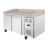 U-Serie 2-türiger Vorbereitungskühlschrank 290 l Edelstahl Granit-Arbeitsplatte