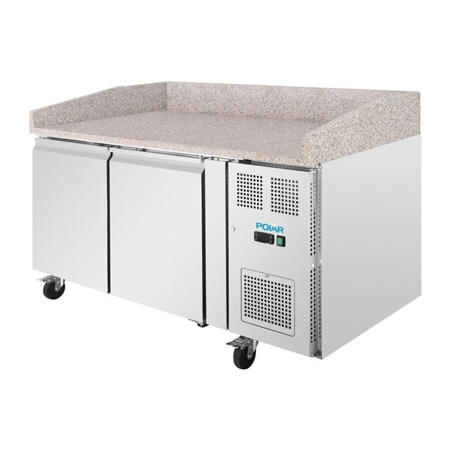 U-Serie 2-türiger Vorbereitungskühlschrank 290 l Edelstahl Granit-Arbeitsplatte