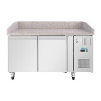 U-Serie 2-türiger Vorbereitungskühlschrank 290 l Edelstahl Granit-Arbeitsplatte