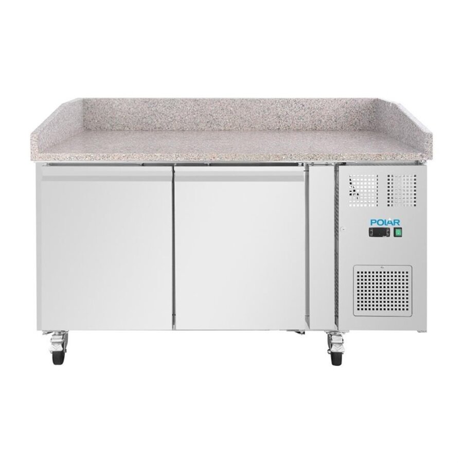 U-Serie 2-türiger Vorbereitungskühlschrank 290 l Edelstahl Granit-Arbeitsplatte
